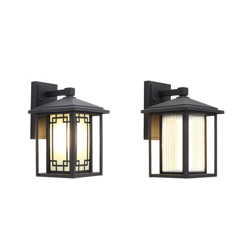 Japanese Box Window Rectangle Glass Aluminum Wall Sconce