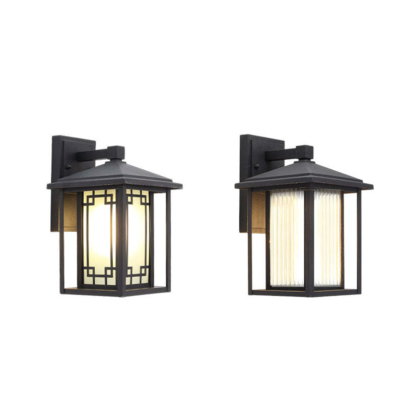 Japanese Box Window Rectangle Glass Aluminum Wall Sconce