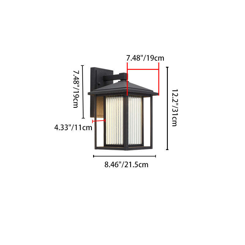 Japanese Box Window Rectangle Glass Aluminum Wall Sconce
