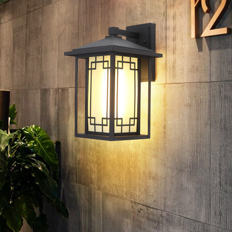 Japanese Box Window Rectangle Glass Aluminum Wall Sconce