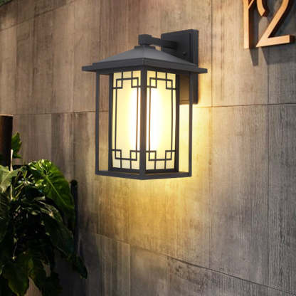 Japanese Box Window Rectangle Glass Aluminum Wall Sconce