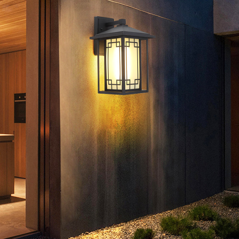 Japanese Box Window Rectangle Glass Aluminum Wall Sconce