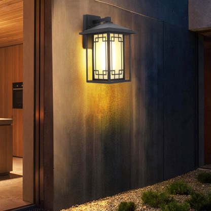 Japanese Box Window Rectangle Glass Aluminum Wall Sconce