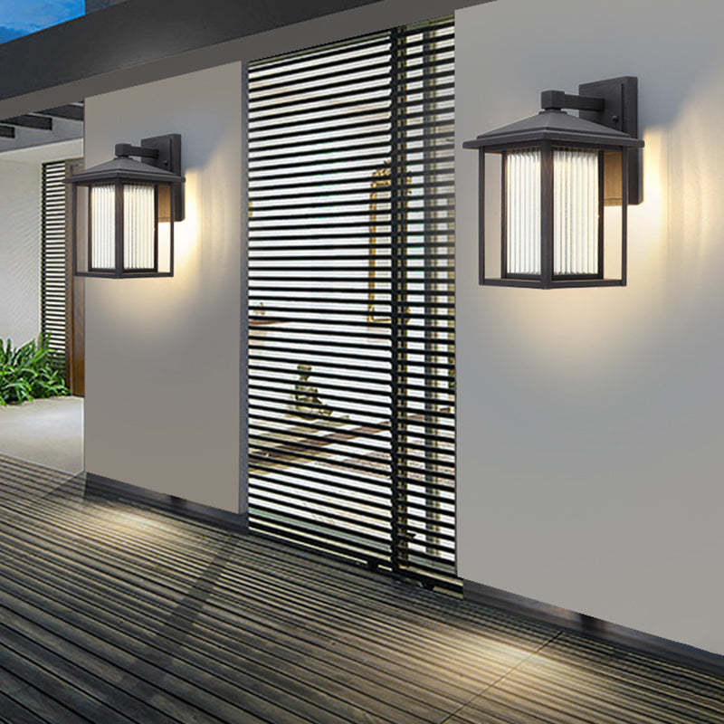 Japanese Box Window Rectangle Glass Aluminum Wall Sconce