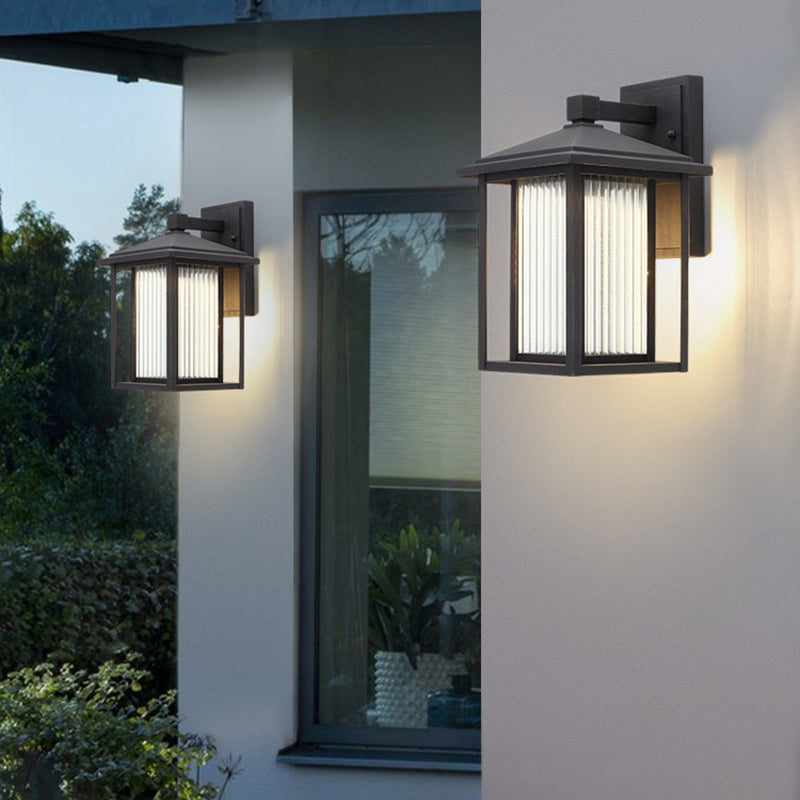 Japanese Box Window Rectangle Glass Aluminum Wall Sconce