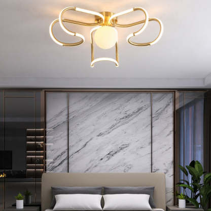 Scandinavian Acrylic Curved Round Ceiling Light — 110V-120V For US/C / Infinitely Dimmable