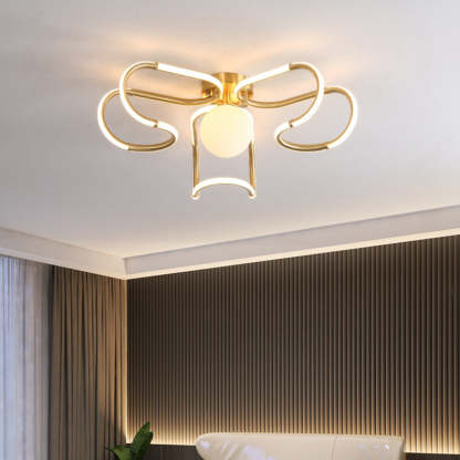 Scandinavian Acrylic Curved Round Ceiling Light — 220V-240V For UK/AU / Infinitely Dimmable