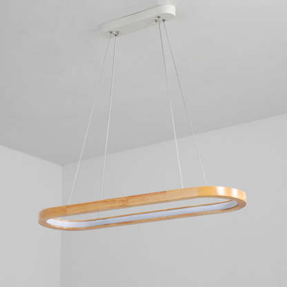Minimalist Oval Acrylic Wood LED Island Chandelier