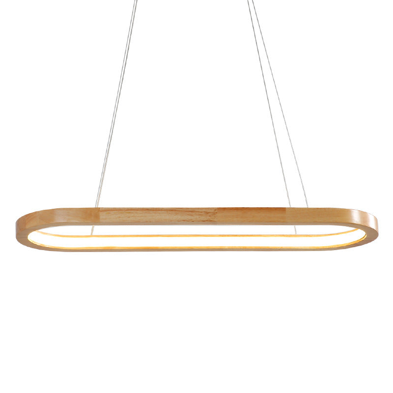 Minimalist Oval Acrylic Wood LED Island Chandelier