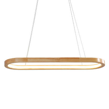 Minimalist Oval Acrylic Wood LED Island Chandelier