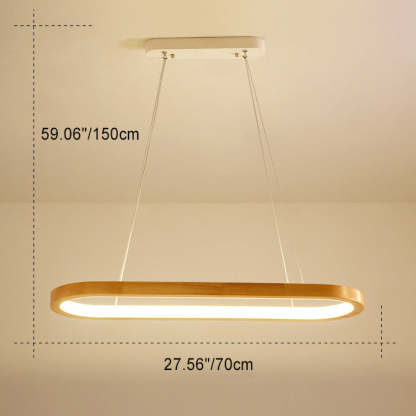 Minimalist Oval Acrylic Wood LED Island Chandelier