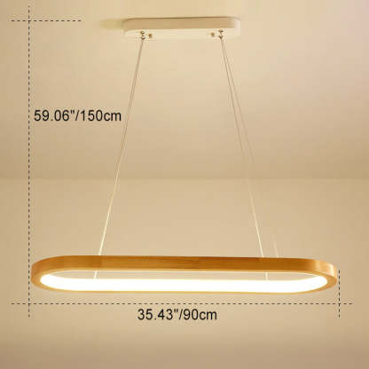 Minimalist Oval Acrylic Wood LED Island Chandelier