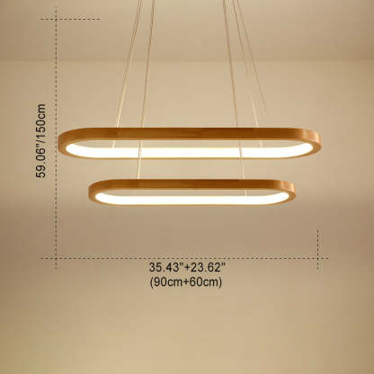 Minimalist Oval Acrylic Wood LED Island Chandelier
