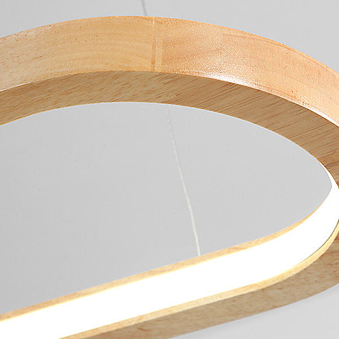 Minimalist Oval Acrylic Wood LED Island Chandelier