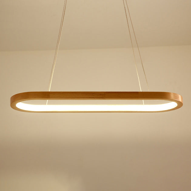 Minimalist Oval Acrylic Wood LED Island Chandelier
