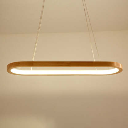 Minimalist Oval Acrylic Wood LED Island Chandelier