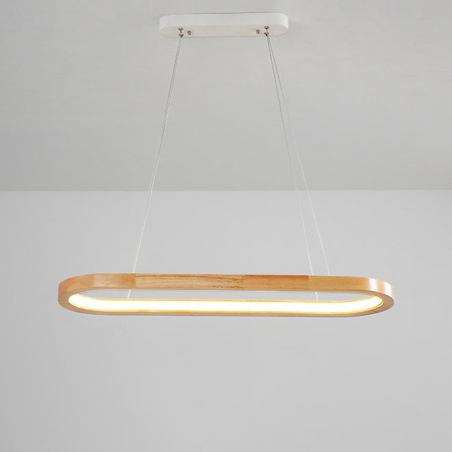 Minimalist Oval Acrylic Wood LED Island Chandelier