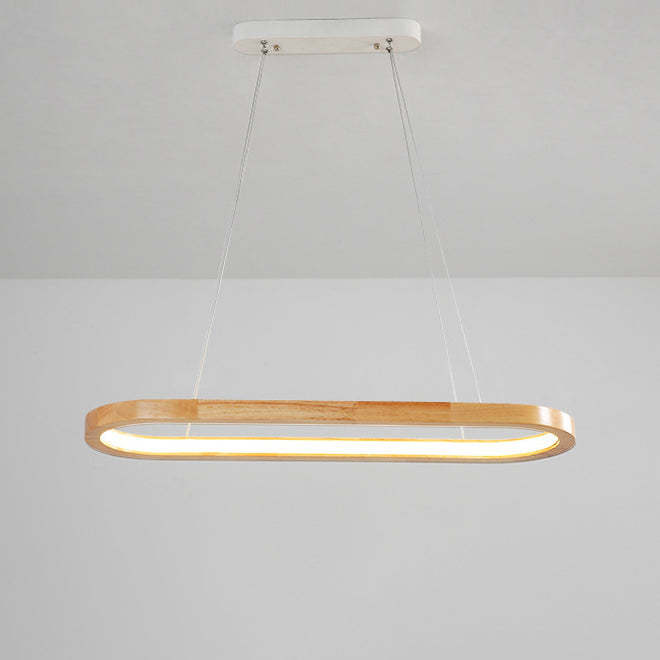 Minimalist Oval Acrylic Wood LED Island Chandelier