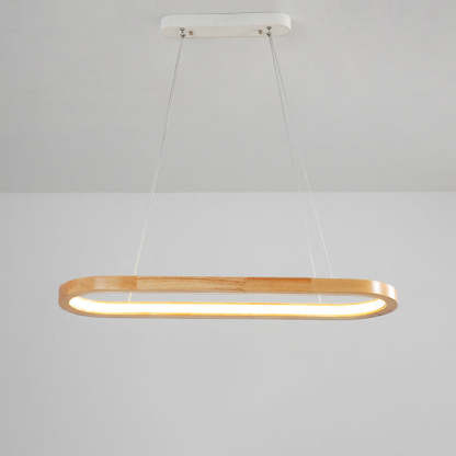 Minimalist Oval Acrylic Wood LED Island Chandelier