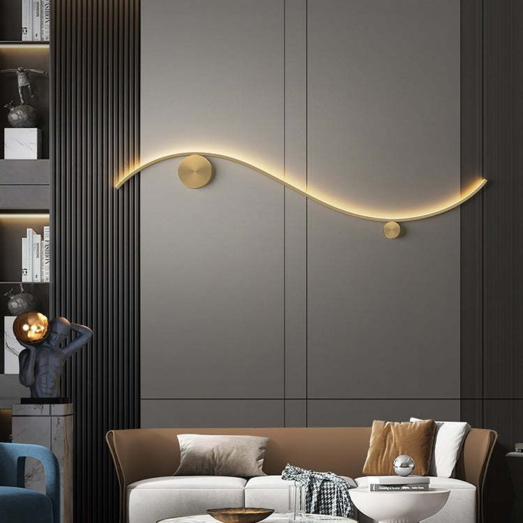 Minimalist Copper Silicone Wave Circle LED Sconce — Small - Black / White Light (5000K) / 110V-120V For US/CA