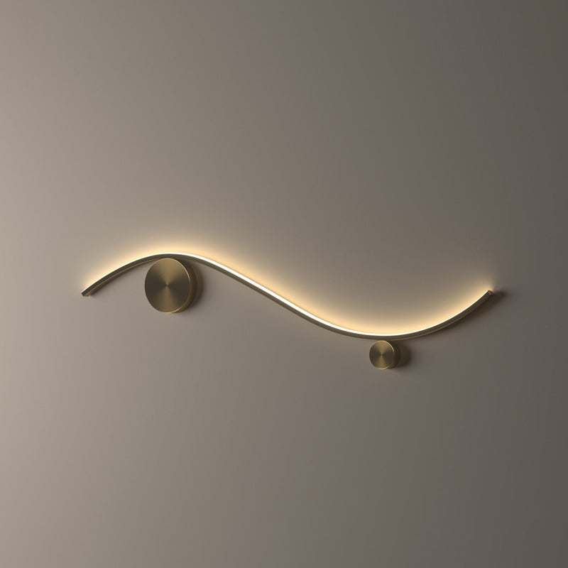 Minimalist Copper Silicone Wave Circle LED Sconce — Medium - Copper Color / White Light (5000K) / 110V-120V For US/CA