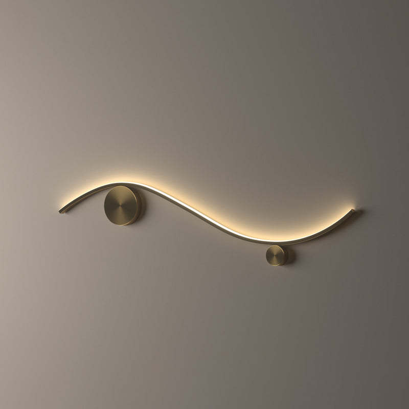 Minimalist Copper Silicone Wave Circle LED Sconce — Medium - Copper Color / White Light (5000K) / 110V-120V For US/CA
