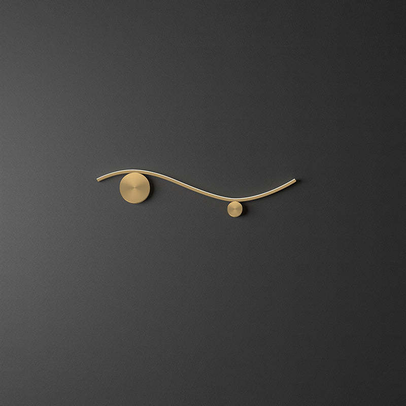 Minimalist Copper Silicone Wave Circle LED Sconce — Medium - Black / Warm Light (3000K) / 110V-120V For US/CA