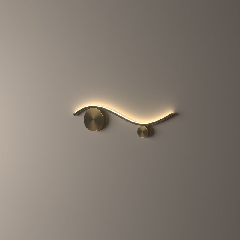 Minimalist Copper Silicone Wave Circle LED Sconce — Medium - Black / Warm Light (3000K) / 220V-240V For UK/AU