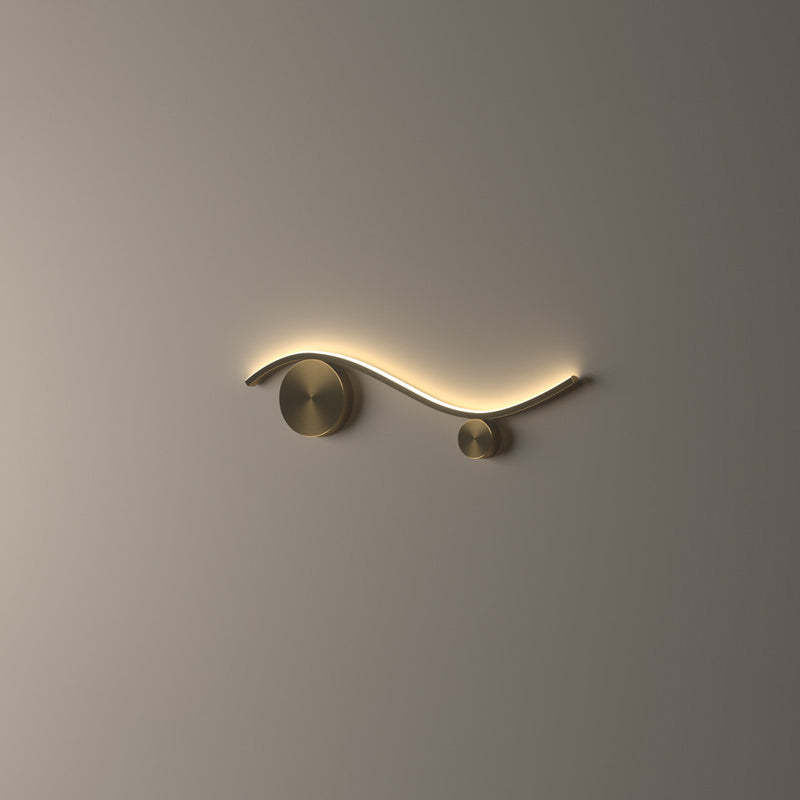 Minimalist Copper Silicone Wave Circle LED Sconce — Medium - Black / Warm Light (3000K) / 220V-240V For UK/AU