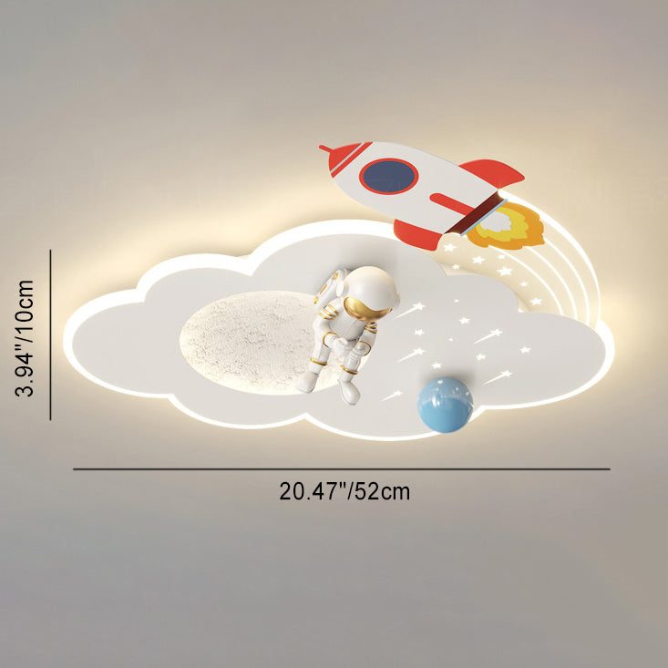 Kids Acrylic Metal Cloud Rocket Astronaut LED Flush Light