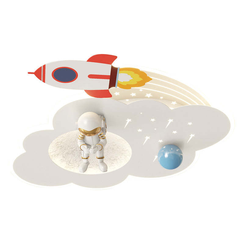 Kids Acrylic Metal Cloud Rocket Astronaut LED Flush Light