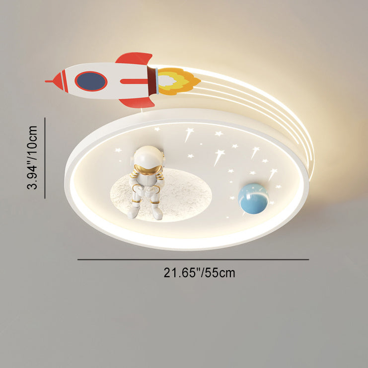 Kids Acrylic Metal Cloud Rocket Astronaut LED Flush Light
