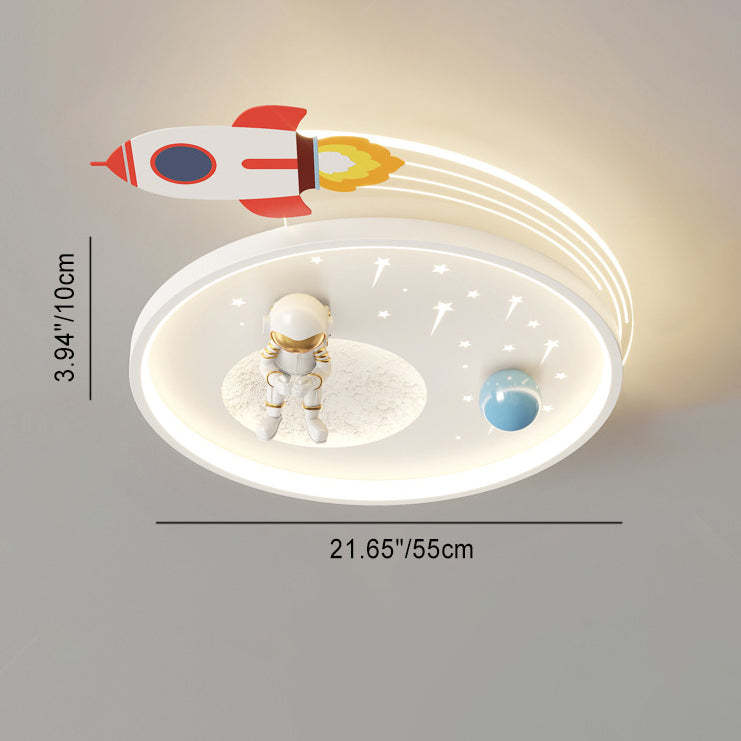 Kids Acrylic Metal Cloud Rocket Astronaut LED Flush Light