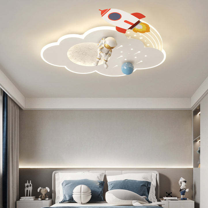 Kids Acrylic Metal Cloud Rocket Astronaut LED Flush Light