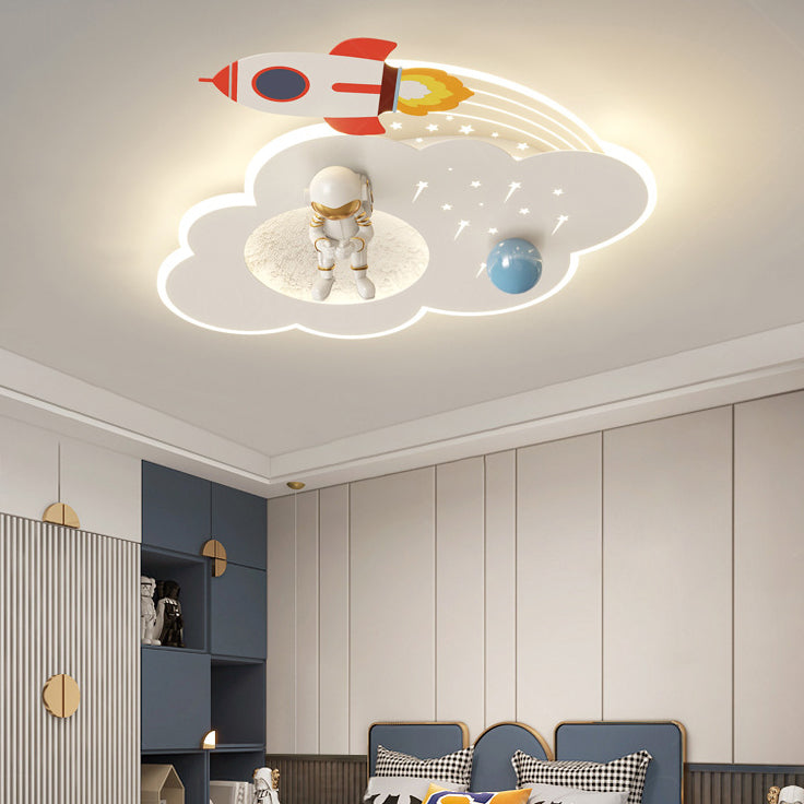 Kids Acrylic Metal Cloud Rocket Astronaut LED Flush Light