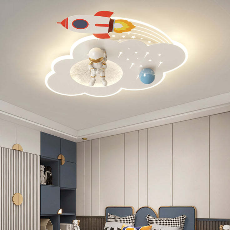 Kids Acrylic Metal Cloud Rocket Astronaut LED Flush Light