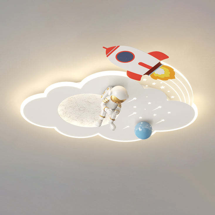Kids Acrylic Metal Cloud Rocket Astronaut LED Flush Light
