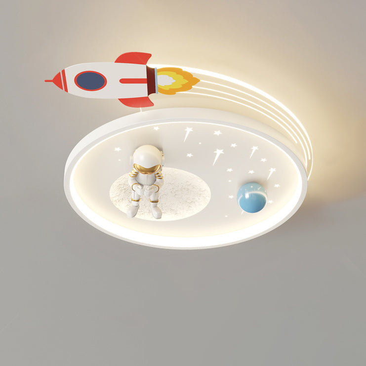 Kids Acrylic Metal Cloud Rocket Astronaut LED Flush Light