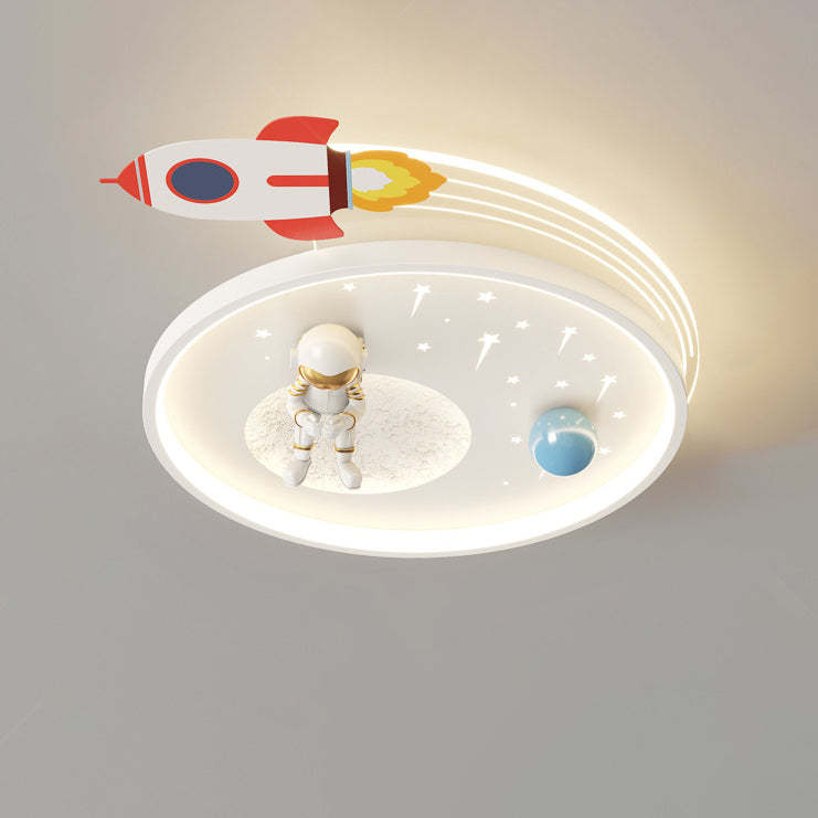 Kids Acrylic Metal Cloud Rocket Astronaut LED Flush Light