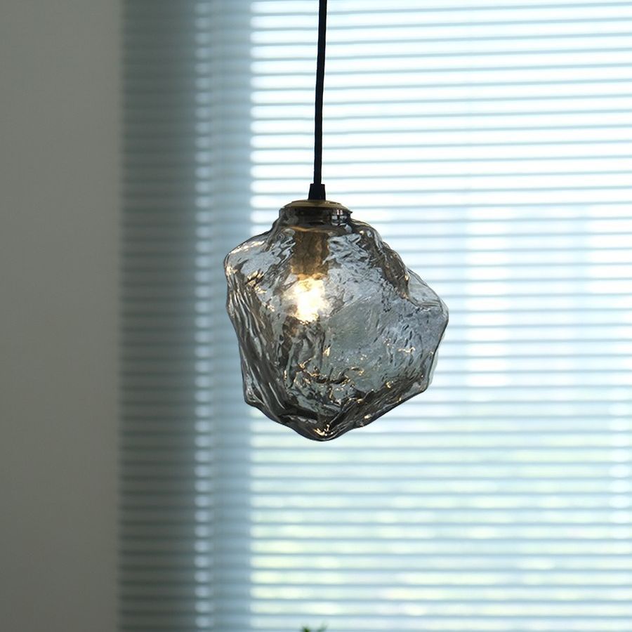 Minimalist Metal Glass Ice Cube Pendant Light — Anthracite Grey / 110V-120V For US/CA