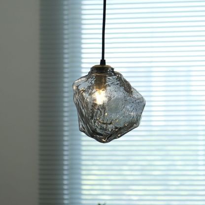 Minimalist Metal Glass Ice Cube Pendant Light — Anthracite Grey / 110V-120V For US/CA