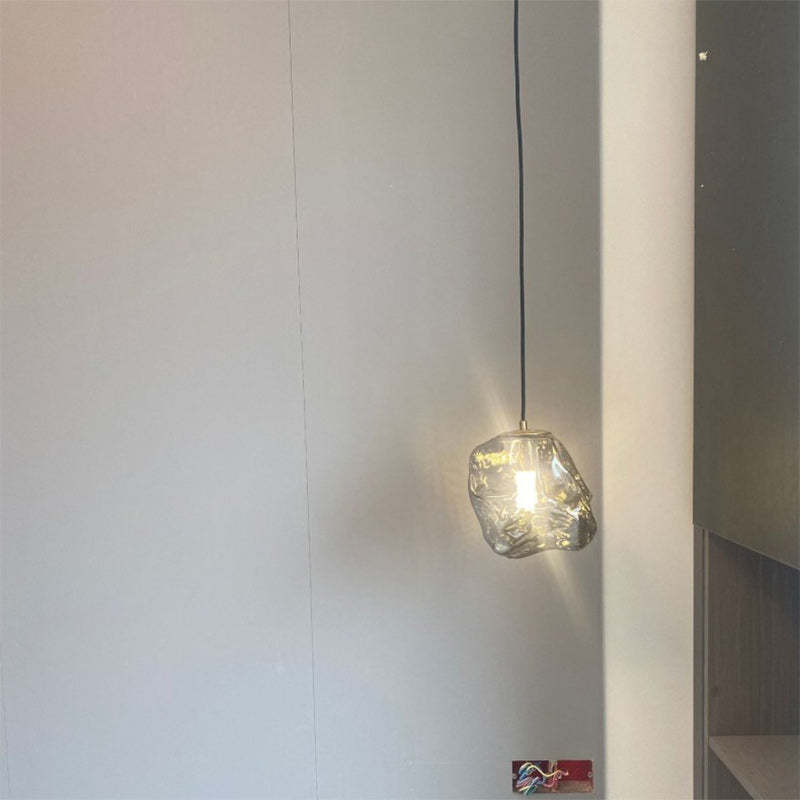 Minimalist Metal Glass Ice Cube Pendant Light — Anthracite Grey / 220V-240V For UK/AU