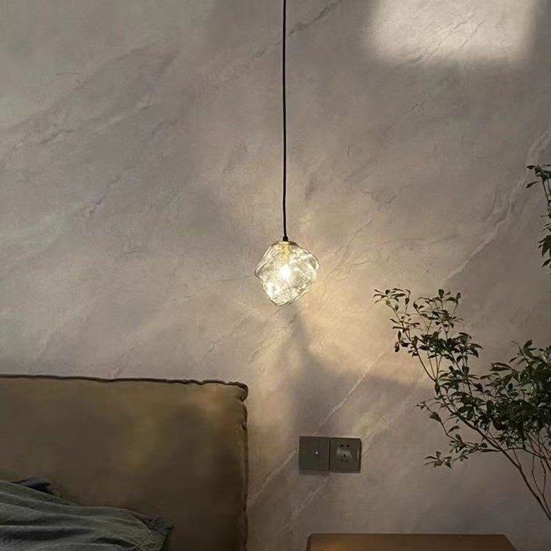 Minimalist Metal Glass Ice Cube Pendant Light — Amber / 110V-120V For US/CA