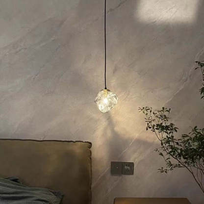 Minimalist Metal Glass Ice Cube Pendant Light — Amber / 110V-120V For US/CA