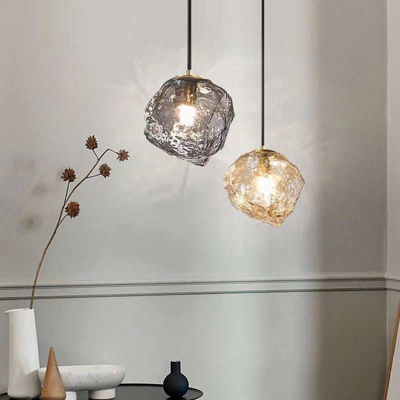 Minimalist Metal Glass Ice Cube Pendant Light