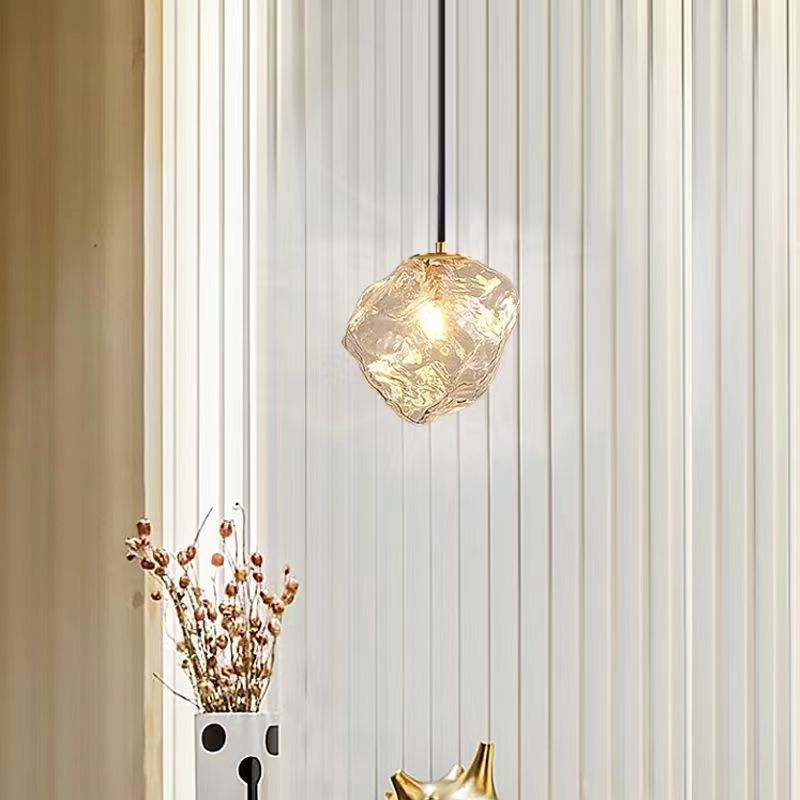 Minimalist Metal Glass Ice Cube Pendant Light