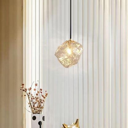 Minimalist Metal Glass Ice Cube Pendant Light