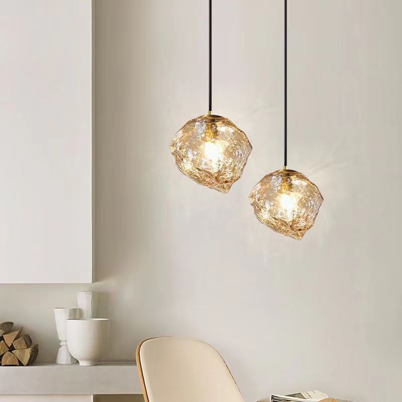 Minimalist Metal Glass Ice Cube Pendant Light — Transparent / 220V-240V For UK/AU