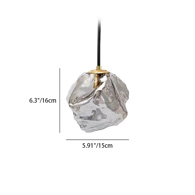 Minimalist Metal Glass Ice Cube Pendant Light — Amber / 220V-240V For UK/AU