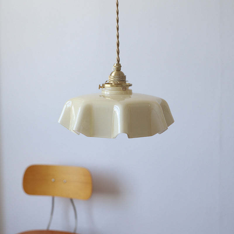French Brass Glass Iron Folded Pendant Light